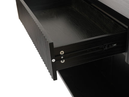 Fluted Console Table With 3 Drawers, Long Sofa Table Behind Couch For Living Room - Black