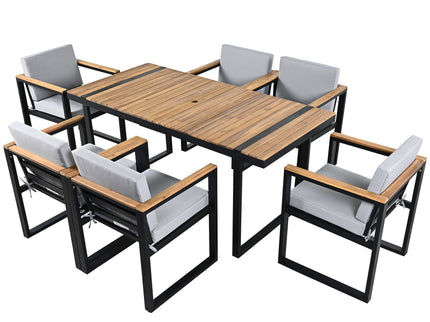 7 Pieces Outdoor Dining Set Patio Dining Table And Chair Set With And Removable Cushions For Patio