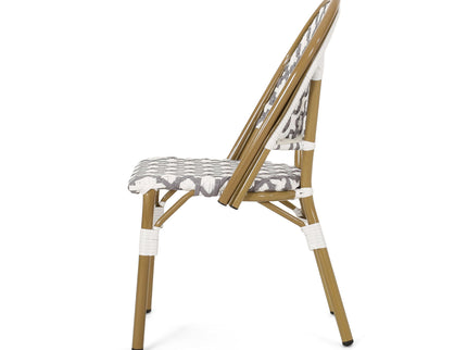 Chic French Bistro Chair With Durable Rattan And Aluminum Frame