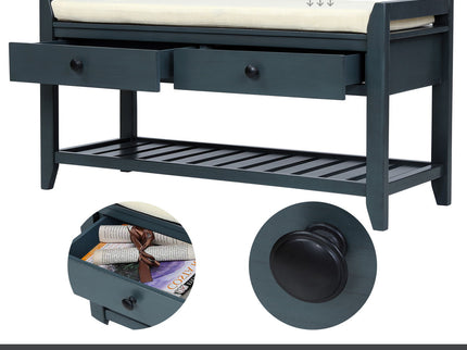 Multipurpose Entryway Shoe Rack With Cushioned Seat And Drawers