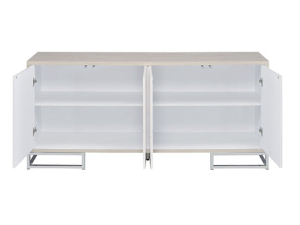 Panos - Console Cabinet - White Marcle / Chrome