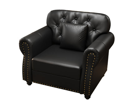 Upholstered Sofa With Nailhead Trim, Rolled Armrests With Ottoman