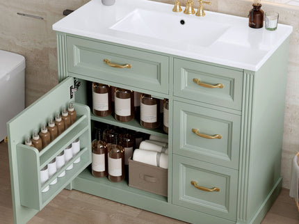 Modern Bathroom Vanity With Sink, 4 Drawers, Soft-Close Door, Adjustable Shelf