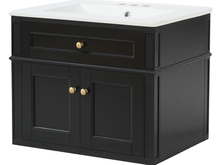 Wall Mounted Bathroom Vanity With Tip Out Drawer And Open Back Design