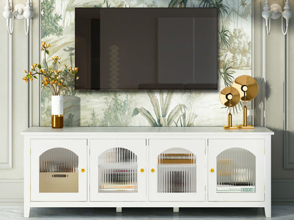 StylishTVcabinet Entertainment CenterTV Stand, TVconsoletable, Media Console, Solidwood Frame, Changhong Glass Door, Metal Handle
