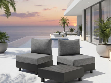 Square Slatted Patio Coffee Table With Rust Resistant Accents - Gray