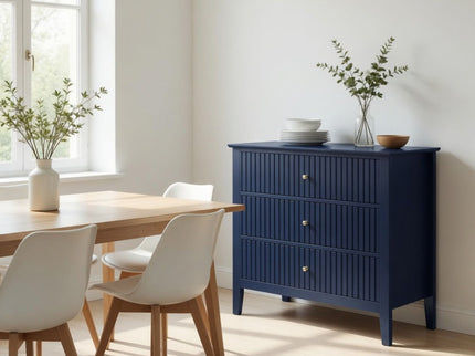 Fluted 3 Drawer Nightstand With Soft Close Slides