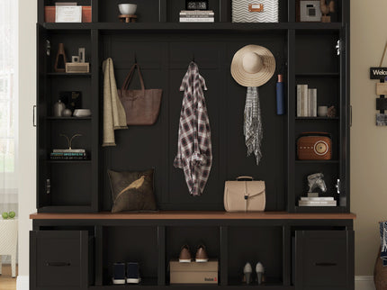 Hall Tree With Storage Bench, Entryway Coat Rack With Hooks