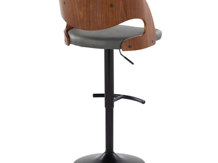 Pino - Mid Century Modern Adjustable Barstool With Swivel With Rounded T Footrest (Set of 2)