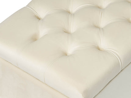 Button Tufted Diamond Stitch Storage Ottoman - Beige