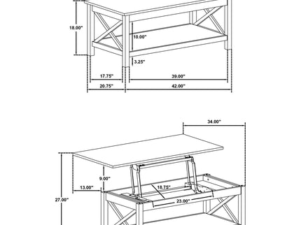 Slater - Lift Top Coffee Table With X Frame Design - White