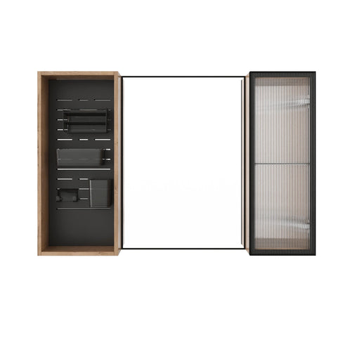 41.6" Wall Mounted Bathroom Cabinet With Adjustable Shelves Storage Cabinet - Imitative Oak