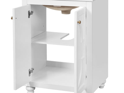 Bathroom Vanity With Ornate Elliptical Motif, Soft Close Hinges