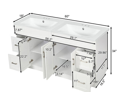 Bathroom Vanity With 2 Doors, 2 Drawers, Adjustable Shelf, Hidden Slides & Soft Close Hinges