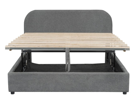 Upholstered Platform Bed With Hydraulic Storage System