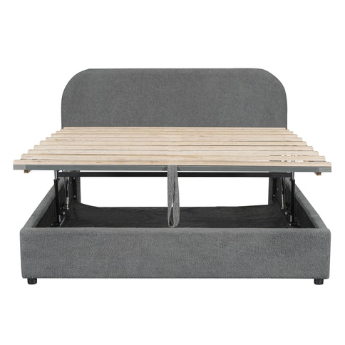 Upholstered Platform Bed With Hydraulic Storage System