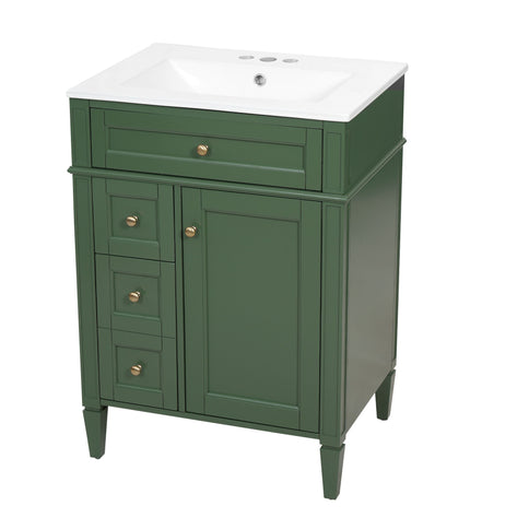 Bathroom Vanity With Top Sink, Storage Cabinet With 2 Drawers And Tip-Out Drawer