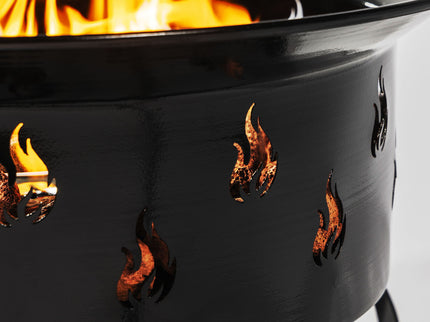 Propane Gas Fire Pit Table, 50000 Btu Round For Outside Patio - Black