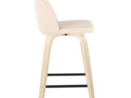 Toriano - Contemporary Modern Design Fixed Height Counter Stool With Swivel With Square Footrest (Set of 2)
