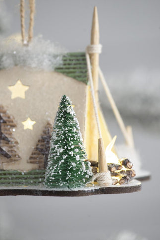 Cardboard Lited Tent Ornament Decorative Hanging Christmas Tree Ornaments For Holiday Party Decorations (Set of 6) - Multicolor