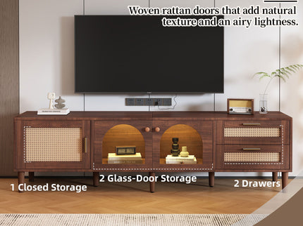TV Stand With App-Controlled LED Lights, 2 Drawers & Door Storage