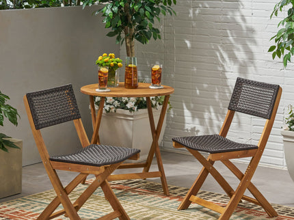Bistro Foldable Chair With Wicker Backrest