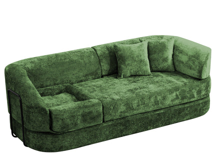 3 Seater Sofa With Built In Pet Bed Nook, Curved Design And 2 Throw Pillows