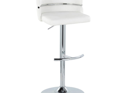 Cinch - Contemporary Adjustable Barstool With Swivel With Rounded T Footrest (Set of 2) - Chrome / White