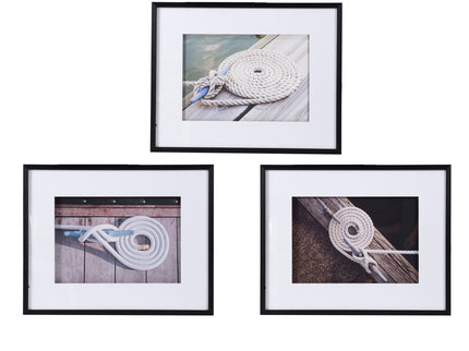 Rope Wall Art With Frame, Wall Decor For Living Room (Set of 3) - White / Black