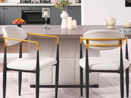 Modern Upholstered Dining Chair With Accented Armrests (Set of 2)