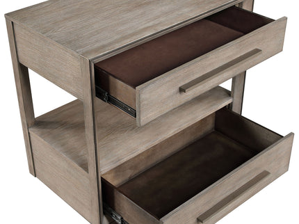 Prescott - 2 Drawers Nightstand With Open Shelf - Taupe