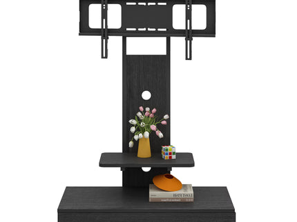 Mobile TV Cart With Push Pull Drawer, Lockable Wheels