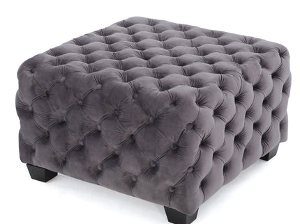 Modern Glam Ottoman With Upholstery And Button Tufted Design