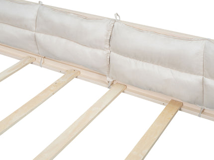 Upholstered Platform Bed With Guardrail And Pillow