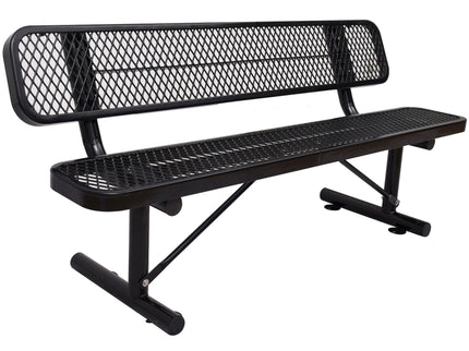 6' Outdoor Steel Bench With Backrest