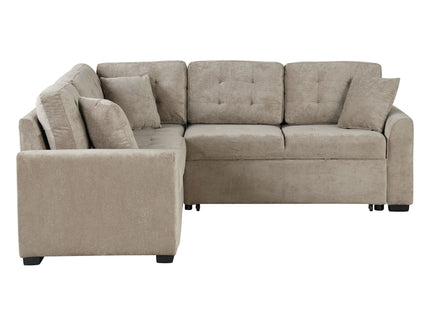 L-Shape Sofa Bed Pull-Out Sleeper Sofa With Wheels, USB Ports, Power Sockets For Living Room