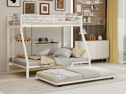 Bunk Bed For Kids, Convertible Frame With Ladders & Guardrail