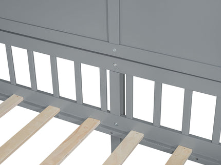 House Bed With Shelves, Window And Sparkling Light Strip On The Roof