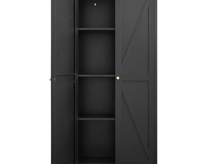 Adjustable 2 Door Kitchen Pantry Cabinet With Striped Design