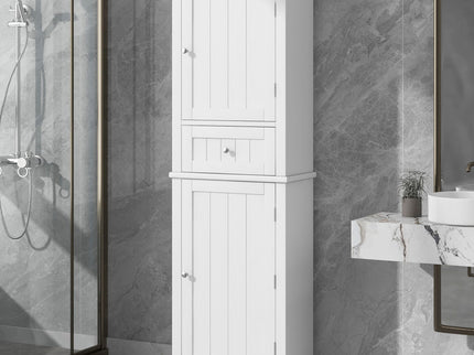 Tall Freestanding Bathroom Storage Cabinet With Drawer And Adjustable Shelf