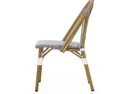 Outdoor Rattan And Aluminum French Bistro Chair Set
