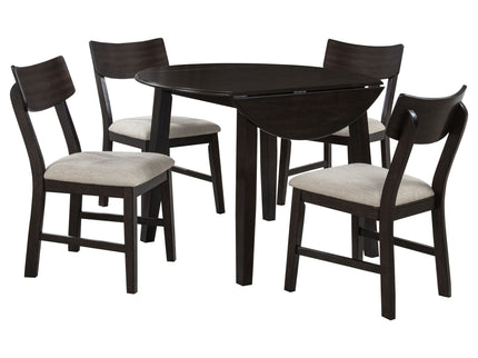 Jackie - 5 Piece Dining Set With Drop Leaf Table And Side Chairs - Dark Coffee