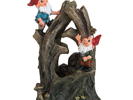 Decorative Woodland Gnome Water Fountain With LED Light - Brown