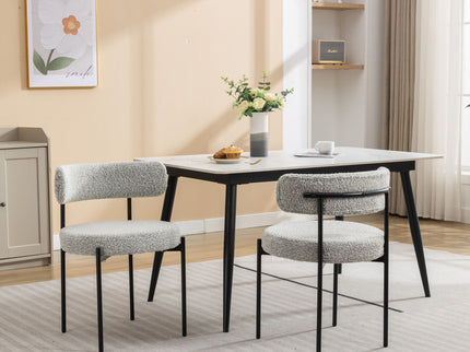 Burbank - Modern Round Boucle Dining Chairs (Set of 2) - Black / White
