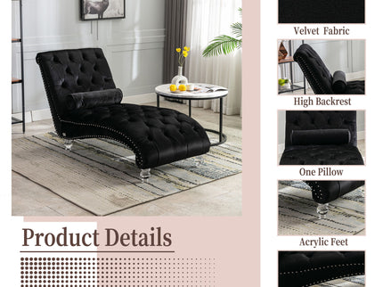 Chaise Lounge Indoor, Button Tufted Upholstered Chaise Lounge Chair With Pillow