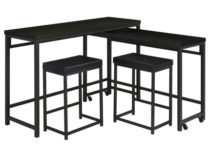 Klekner - 4 Piece Counter Height Table Set With Nesting Tables And Backless Stools - Charcoal