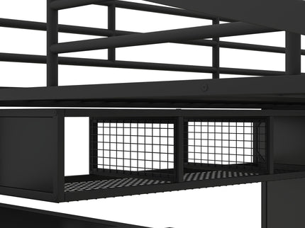Full Size Loft Bed With Desk Set And Wardrobe - Black