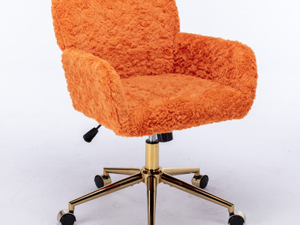 Office Chair, Artificial Rabbit Hair Home Office Chair With Metal Base, Adjustable Desk Chair Swivel Office Chair, Vanity Chair