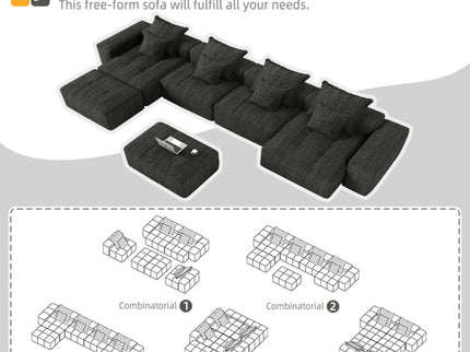 Modern Oversized Diy Combination Modular Sectional Sofa With Pillows