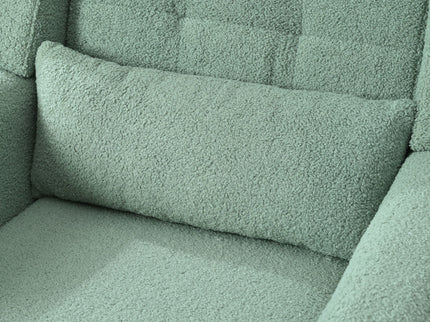 Modern Accent Chair, Teddy Fabric Living Room Chairs Comfy Reading Chair, Mid Century Accent Chair, Lounge Arm Chairs Armchair For Living Room Bedroom - Light Green